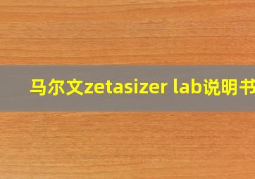 马尔文zetasizer lab说明书